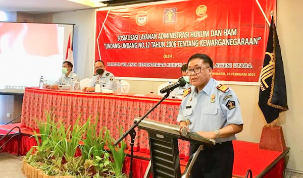 Pertegas Status Kewarganegaraan Asing, Kanwil Kemenhukam Sulut Gelar Sosialisasi Layanan Administrasi Hukum dan&nbsp;Ham