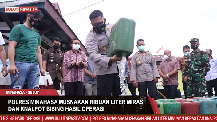 [VIDEO] Polres Minahasa Musnakan Ribuan Liter Minuman Keras dan Ratusan Knalpot&nbsp;Bising