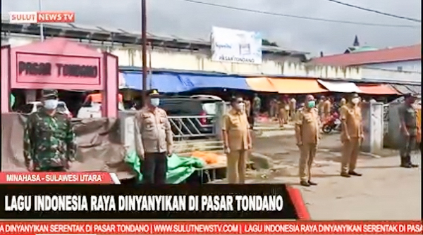 [VIDEO] Lagu Indonesia Raya Serentak Dinyanyikan di pasar&nbsp;Tondano