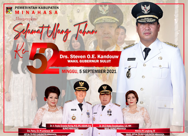 HUT Ke- 52 Wagub Sulut Steven Kandouw, Bupati dan Wabup Minahasa ROR-RD Ucapkan&nbsp;Selamat
