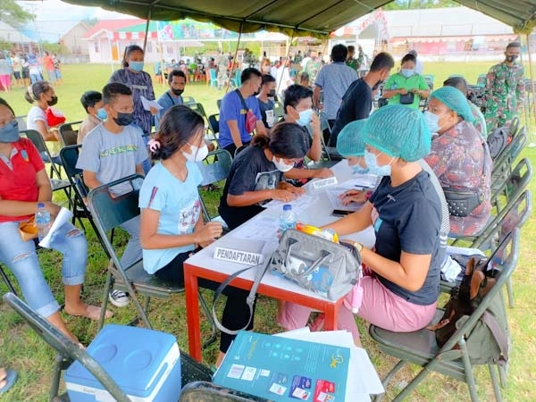 Hari ke 2 Vaksinasi Massal, Korem 131/Santiago Sasar Anak-Anak 12 Tahun Hingga&nbsp;Lansia