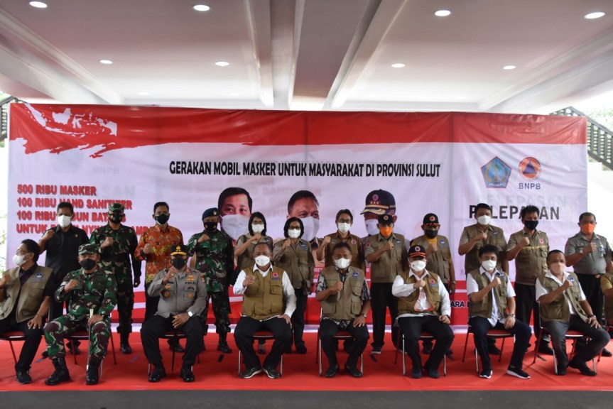 Brigjen TNI Prince Meyer Putong hadiri Pelepasan Gerakan Mobil Masker Untuk Masyarakat Sulawesi&nbsp;Utara.