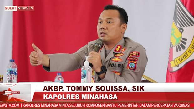 VIDEO: Kapolres Souissa: Jangan Beking Malo Minahasa, Mari Bantu Pemerintah Selesaikan Vaksinasi&nbsp;Covid-19