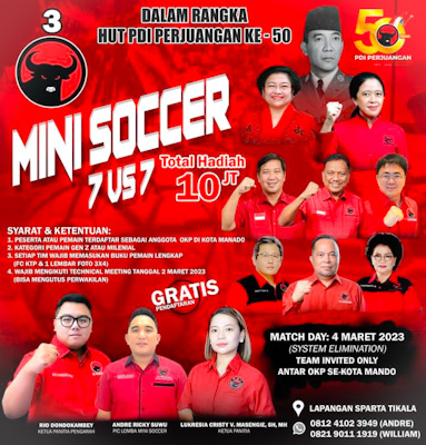 Turnamen Mini Soccer HUT PDI Perjuangan Terus&nbsp;Dimatangkan
