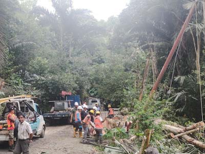 Aksi Sigap Petugas PLN Tangani Gangguan Kelistrikan Akibat Longsor di Kampung&nbsp;Betau