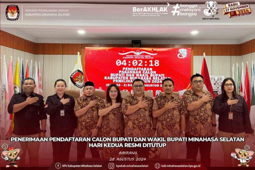 KPU Minahasa Selatan Tutup Pendaftaran Calon Bupati dan Wakil Bupati Pilkada&nbsp;2024