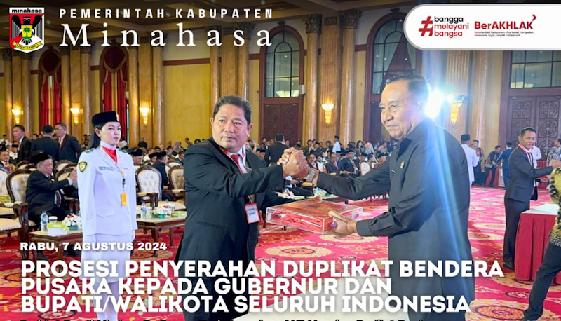 Bupati Jemmy Kumendong Terima Duplikat Bendera Pusaka dari Sekretaris Dewan Pengarah BPIP&nbsp;RI