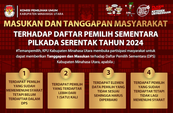 Masukan dan Tanggapan Masyarakat Terhadap DPS Pilkada Serentak 2024 KPU Minahasa&nbsp;Utara