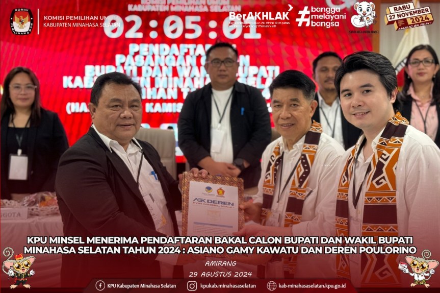 KPU Minsel Terima Bapaslon Bupati dan Wakil Bupati Asiano Gamy Kawatu dan Deren&nbsp;Poulorino