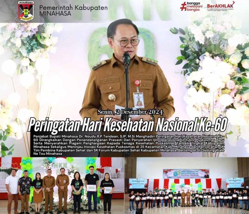 Dihadiri Bupati Noudy Tendean, Pemkab Minahasa Gelar Peringatan Hari Kesehatan Nasional ke 60&nbsp;Tahun
