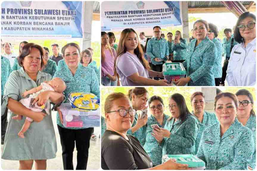 TP-PKK Minahasa Bersama Dinas P3A Sulut Salurkan Bantuan Spesifik Bagi Perempuan dan Anak di Tondano&nbsp;Barat