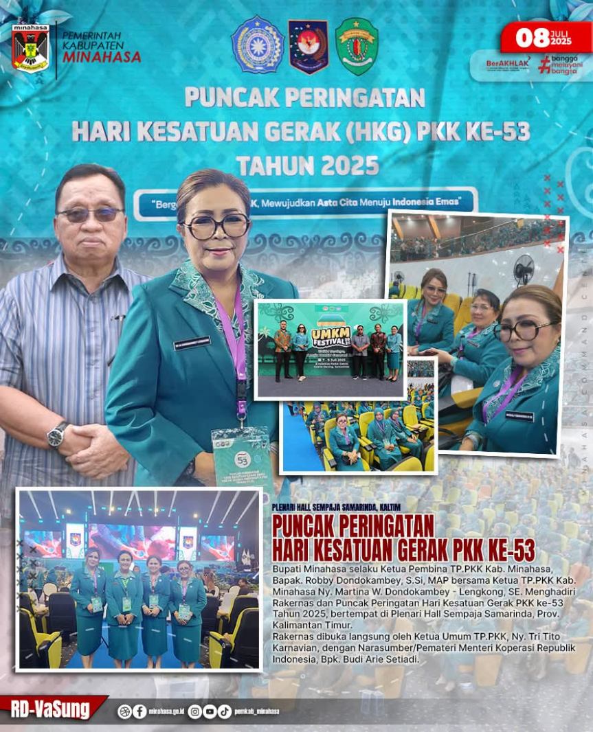Bersama Ketua TP-PKK, Bupati Minahasa Hadiri Rakernas dan Puncak Peringatan HKG PKK ke-53 Tahun&nbsp;2025