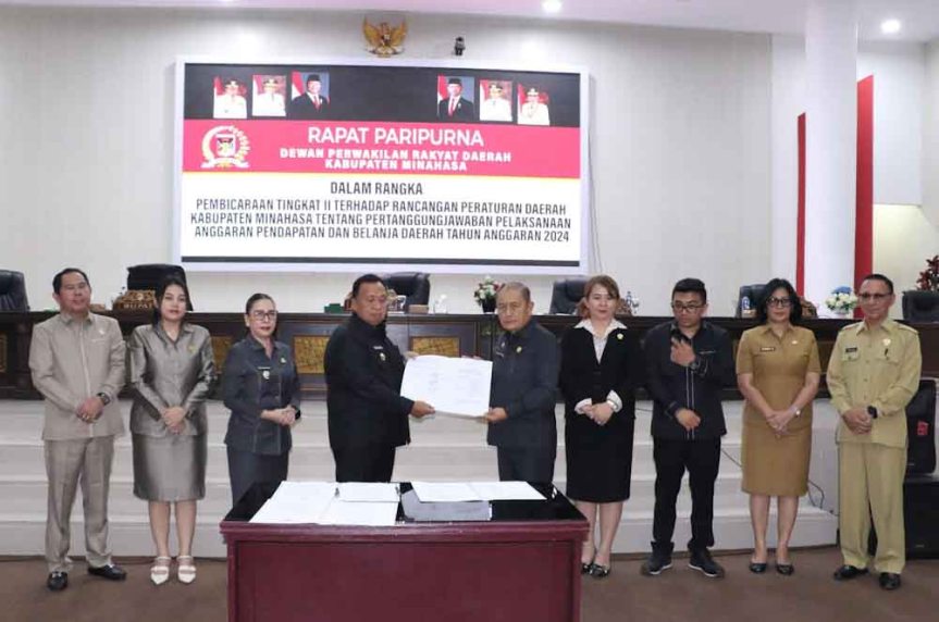 Dihadiri RD VaSung, DPRD Minahasa Setujui Ranperda Pertanggungjawaban APBD 2024 Menjadi&nbsp;Perda