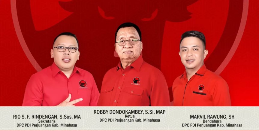Robby Dondokambey Kembali Pimpin DPC PDIP Minahasa, Didampingi Rio Rindengan dan Marvil&nbsp;Rawung