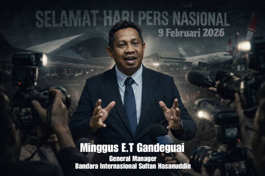 GM Bandara Sultan Hasanuddin Makassar Minggus E.T Gandeguai Ucapkan Selamat Hari Pers&nbsp;Nasional
